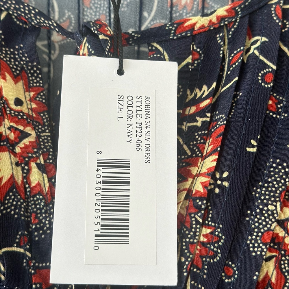 Sea New York Robina 3/4 Sleeve Maxi Long Dress Navy Floral Cottagecore Tassel - Picture 6 of 13